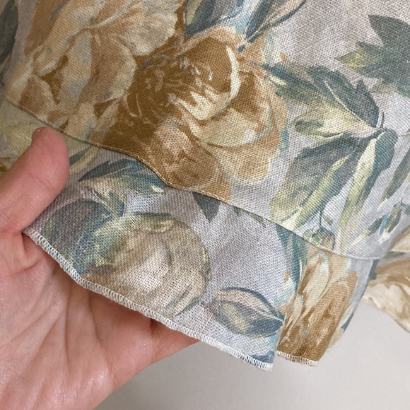 Bryn Walker Skirt Womens Small Gray Tan Floral Linen Knee Length Ruffle Trim - Picture 6 of 10